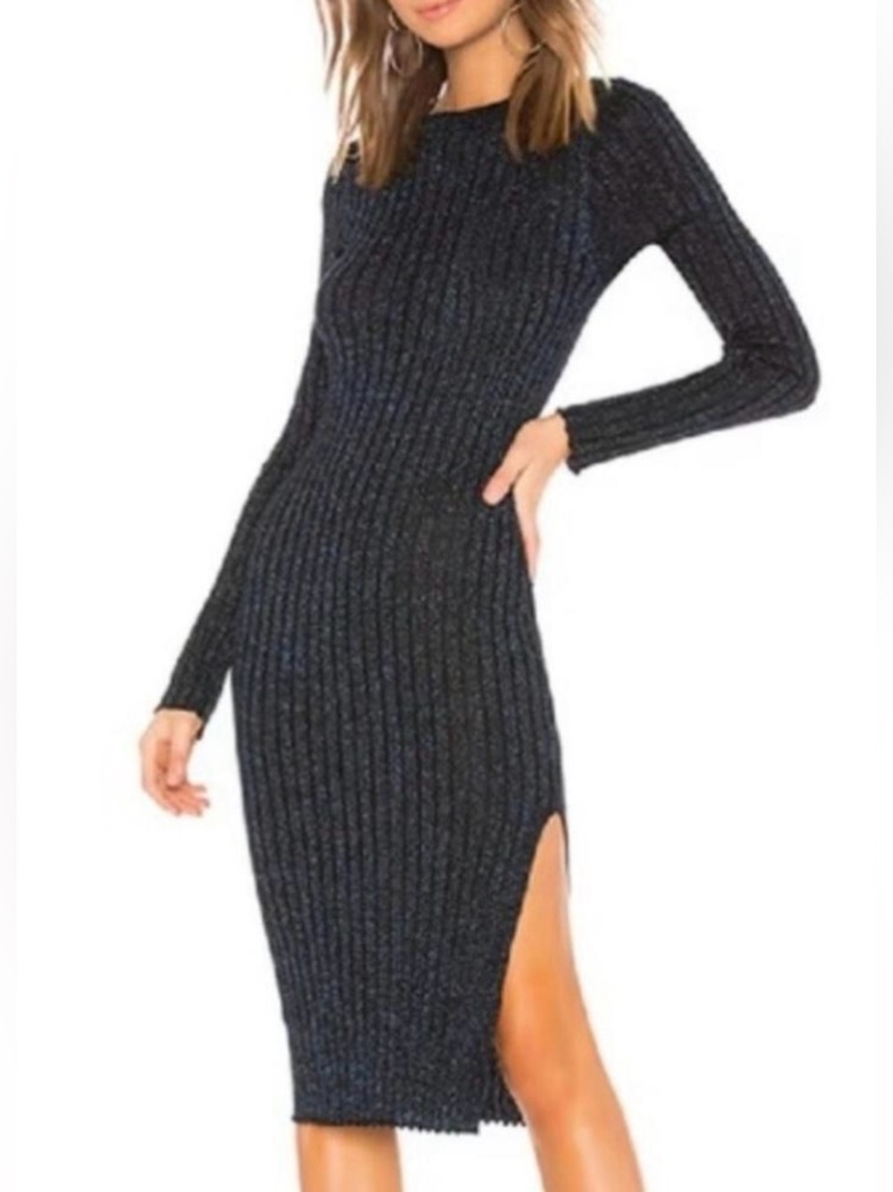 superdown - Aliza sweater dress Ribbed Long-Sleeve Midi Dress with Side Slit